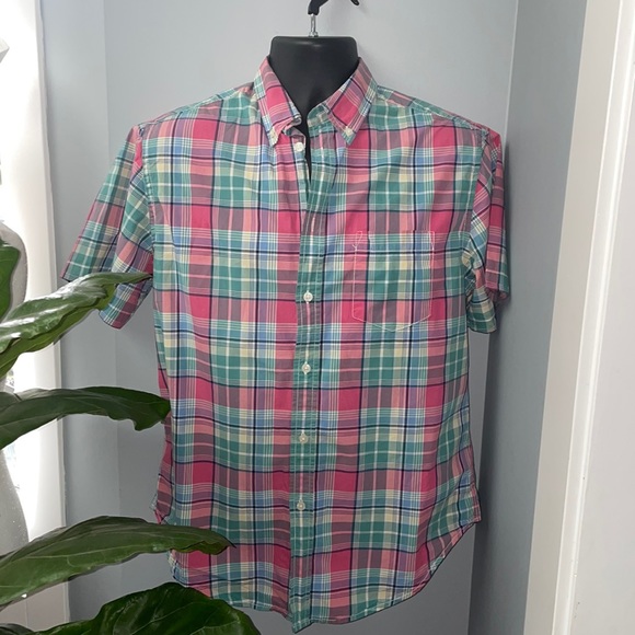 Merona Short Sleeve Mens Plaid Button Down Shirt - Picture 1 of 6
